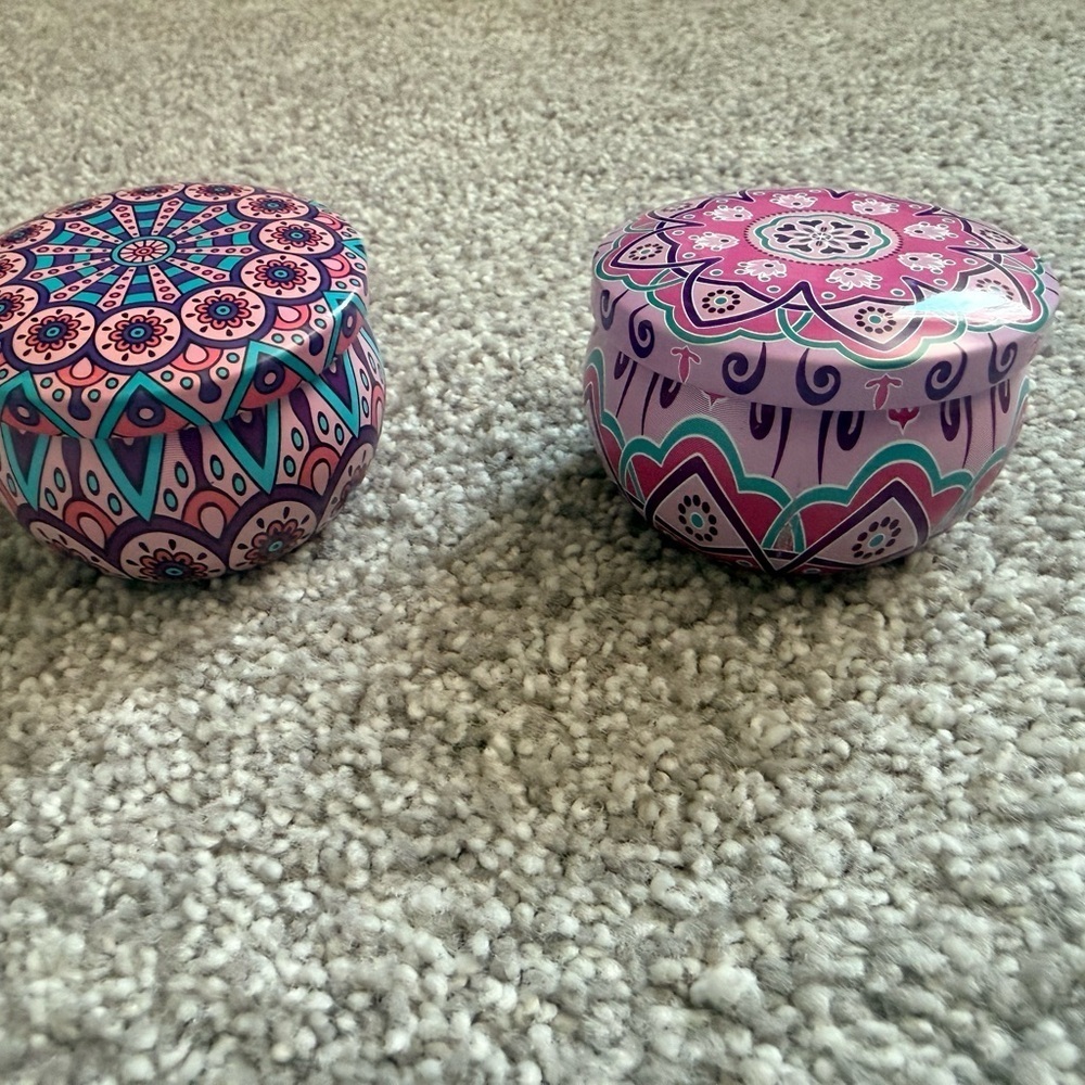 Mandela pattern Colourful Candle Set with Lids - Picture 5 of 5